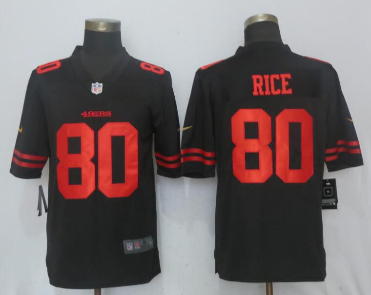 Men San Francisco 49ers #80 Rice Black  Vapor Untouchable Limited Player Nike NFL Jerseys->women nfl jersey->Women Jersey